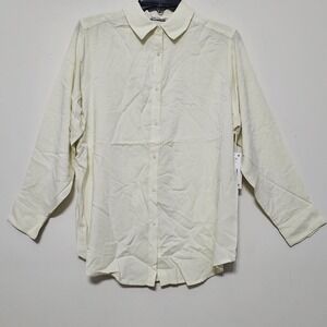 Dex Women Shirt Size X/14 Yellow Lemon Work Shirt Front Button Collar New 429226